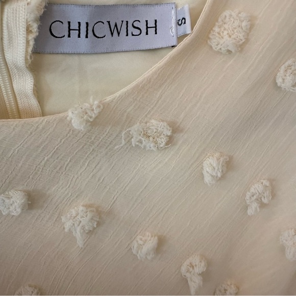 CHICWISH Blogger Favorite Cotton Candy Cream Sheer Long Sleeve Midi Dress S - Picture 11 of 14